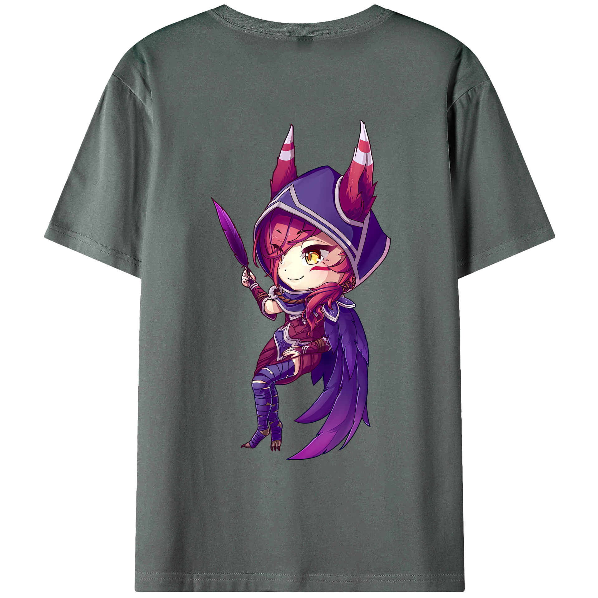 （画像用） リーグ・オブ・レジェンド League of Legends LOL 綿100％ メンズ半袖Tシャツ（バックプリント） 通気性